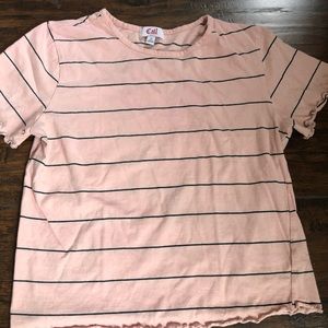 Pink stripped cropped shirt